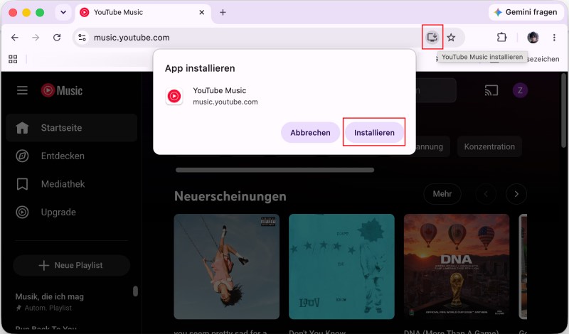 YouTube-Music-Webplayer auf Mac herunterladen