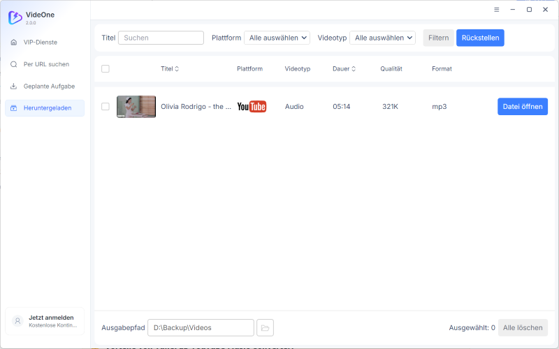 YouTube-Musikvideo als MP3 gespeichert
