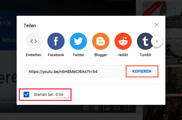 Link eines YouTube-Videos kopieren