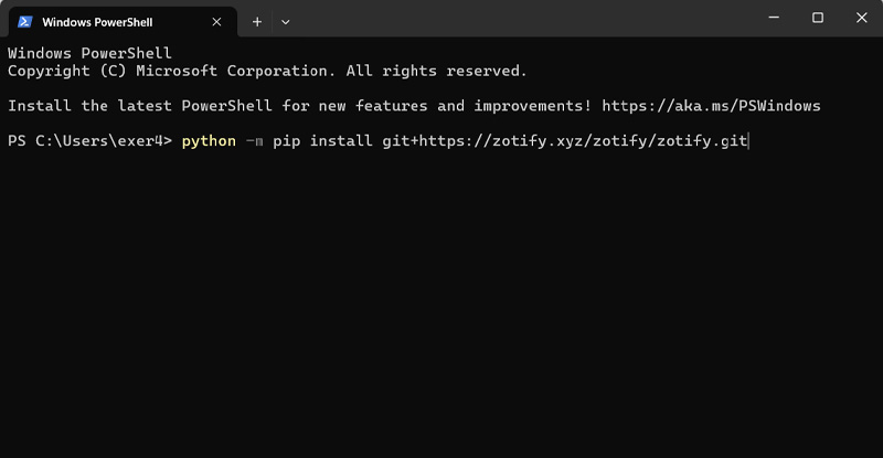 Zotify durch Windows PowerShell installieren