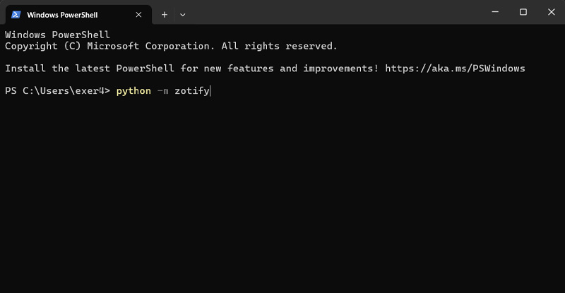 Zotify durch Windows PowerShell installieren